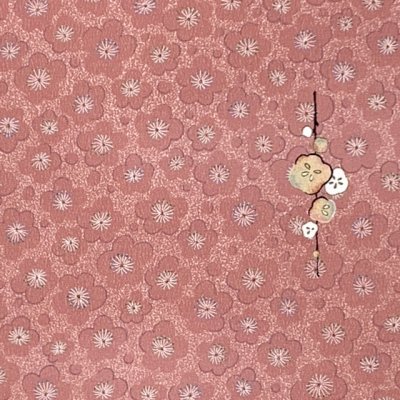 画像3: 【アウトレット 美品】 反物 小紋 生地反物 東レ シルック ポリエステル 未仕立て ポリエステル 綸子【ピンク系、梅】