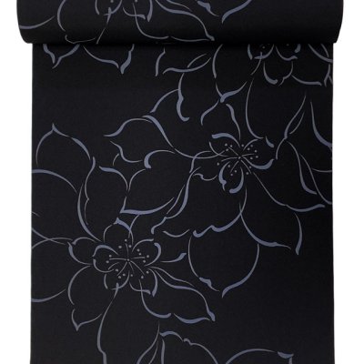 画像2: 反物 小紋 生地反物 ポリエステル 未仕立て 合繊 塩瀬生地【黒地、モダン花】