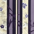 画像3: 反物 小紋 生地反物 ポリエステル 未仕立て 合繊 塩瀬生地【紫ｘ生成り、竹に花】 (3)