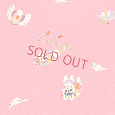 画像3: ≪アウトレット 美品　現品限り！≫ 四つ身反物 友禅 正絹 縮緬 着尺 長さ 約１２ｍ【ピンク、おもちゃ】