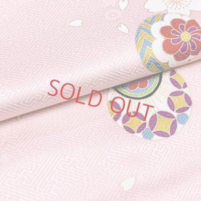 画像4: ≪アウトレット 美品　現品限り！≫ 四つ身反物 友禅 正絹 着尺 長さ 約12m 綸子【薄ピンク、鞠】