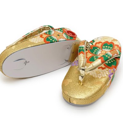 画像3: 子供草履 七五三 ２-３歳 女の子 金襴生地 16cm (適応：14cm-15.5cm )【ゴールド、桜】