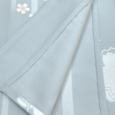 画像4: 二部式着物 洗える着物 単衣 着付け簡単 帯をするタイプのセパレート仕立てTLサイズ【灰水色系、桜】