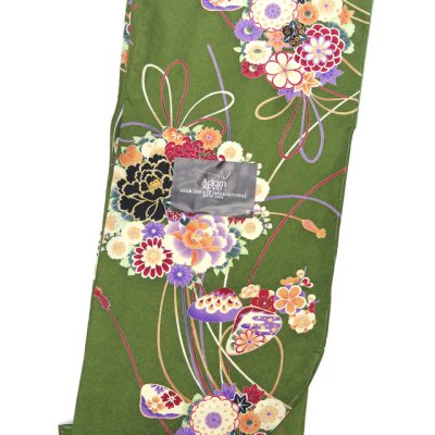 画像5: 袴セット 卒業式 短尺 【Adam&Eve】古典柄の小振袖(二尺袖の着物)と刺繍袴セット【抹茶、牡丹と菊・水引き】