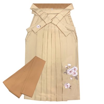 画像6: 袴セット 卒業式 短尺 【Adam&Eve】古典柄の小振袖(二尺袖の着物)と刺繍袴セット【抹茶、牡丹と菊・水引き】