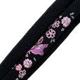 画像2: 帯締め 子供用 七五三 女の子の着物用小物 正絹 丸ぐけの帯〆 単品【黒地、花蝶】 (2)