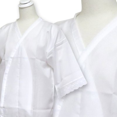 画像2: 和装肌着 女性用 袖口レース付き 半襦袢 Lサイズ 【白】