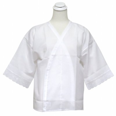 画像3: 和装肌着 女性用 袖口レース付き 半襦袢 Lサイズ 【白】