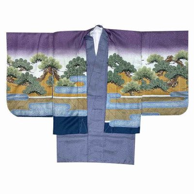 画像2: 七五三 着物 3歳男の子 羽織と着物のアンサンブル【薄紫、歌舞伎 連獅子】