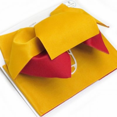 画像3: 女性用浴衣帯 リボン返し結びの垂れ付きの作り帯 日本製【黄色×赤】