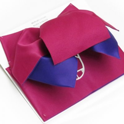 画像2: 女性用浴衣帯 リボン返し結びの垂れ付きの作り帯 日本製【チェリーピンク×濃い紫】