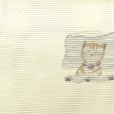 画像3: 軽装帯 夏帯 合繊 絽 お太鼓 作り帯 お太鼓結び 付帯【生成り、猫】 (3)