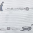 画像2: 軽装帯 夏帯 合繊 絽 お太鼓 作り帯 お太鼓結び 付帯【オフホワイト、猫と毛糸】 (2)