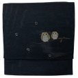 画像3: 軽装帯 夏帯 合繊 絽 お太鼓 作り帯 お太鼓結び 付帯【黒地、フクロウ】 (3)