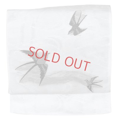 画像2: 作り帯 お太鼓 軽装帯 夏 夏帯 合繊 お太鼓結び 付帯 夏用【白・つばめ】