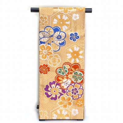 画像2: 成人式の振袖に 振袖用 西陣織の袋帯 六通 仕立て上がり【金ｘ赤、雪輪に菊】