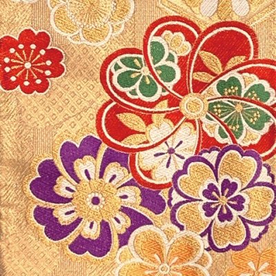 画像3: 成人式の振袖に 振袖用 西陣織の袋帯 六通 仕立て上がり【金ｘ赤、雪輪に菊】