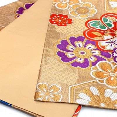 画像4: 成人式の振袖に 振袖用 西陣織の袋帯 六通 仕立て上がり【金ｘ赤、雪輪に菊】