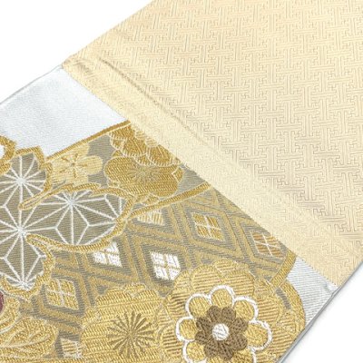 画像6: 袋帯 振袖用 成人式の振袖に 西陣織の袋帯 六通 仕立て上がり【白系ｘ金、古典柄】