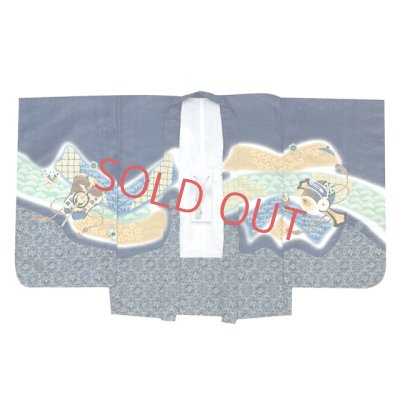 画像2: 七五三 お正月 節句などに 5歳 男の子用 羽織 単品（合繊） ※羽織紐付き【紺、鷹に束ね熨斗・鼓】