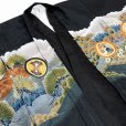 画像3: 七五三 5歳 男の子 フルセット 羽織 着物と縞袴のセット【黒、鷹に富士山】