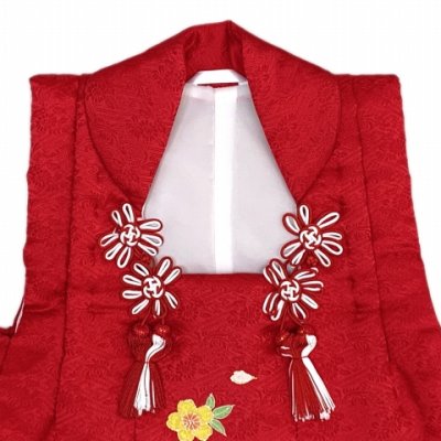 画像4: 被布コート ３歳女の子用 日本製 正絹 友禅の被布コート(単品)【赤、蛤 貝合わせ】