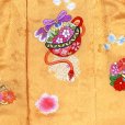 画像5: 被布コート ３歳女の子用 日本製 正絹 本絞り 刺繍柄の高級被布コート(単品)【黄色系、鈴】 (5)