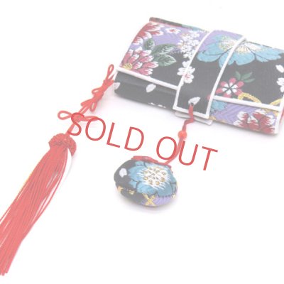 画像5: 七五三 結び帯 7歳 女の子 結び帯 はこせこ ペアセット 合繊【黒紫、桜】