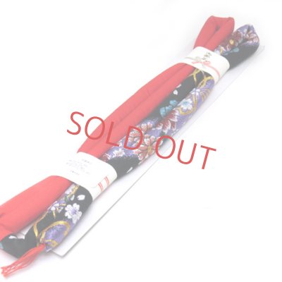 画像6: 七五三 結び帯 7歳 女の子 結び帯 はこせこ ペアセット 合繊【黒紫、桜】