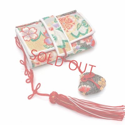 画像9: 七五三 結び帯 はこせこセット ペアセット 7歳 女の子用 大寸 (合繊)【黒×金 桜】