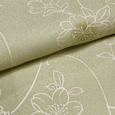 画像5: 洗える着物 小紋 袷 コーディネートセット レディース着物と半幅帯作り帯セット 袷 Lサイズ 肌着付き【淡黄緑系、八重桜】