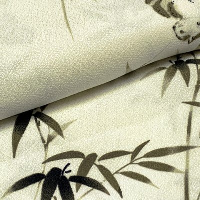 画像5: 洗える着物 小紋 袷 コーディネートセット レディース着物と半幅帯作り帯セット 袷 Lサイズ 肌着付き【女郎花色、笹に猫】