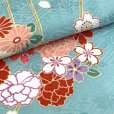 画像7: 子供着物セット 女の子用三つ身の着物と 豪華刺繍入り正絹の結び帯の2点セット 100サイズ【水色、花輪に椿】