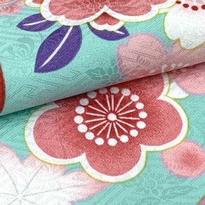 画像3: 七五三 3歳 着物 女の子 身上げ・肩揚げ加工済み 襦袢付き 三つ身の着物 単品【水色、梅と鞠】