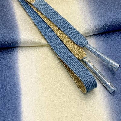 画像2: 帯揚げ 帯締め セット 礼装用 帯上げと平組の帯〆セット 正絹【青系ぼかし】