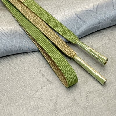 画像2: 帯揚げ 帯締め セット 礼装用 帯上げと平組の帯〆セット 正絹【銀灰ｘ薄青ｘ薄い抹茶、ぼかし】