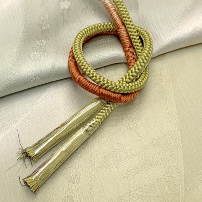 画像2: 帯揚げ 帯締め セット おしゃれ着に 帯上げ＆丸組の帯〆セット 正絹【女郎花色系、ぼかし】