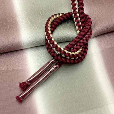 画像2: 帯揚げ 帯締め セット おしゃれ着に 帯上げ＆丸組の帯〆セット 正絹【薄赤紫系、ぼかし】