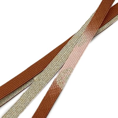 画像2: 帯締め 礼装用 正絹 金箔糸使用 平の組帯〆 おびじめ 単品【茶系、ぼかし織】