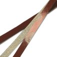 画像2: 帯締め 礼装用 正絹 金箔糸使用 平の組帯〆 おびじめ 単品【焦茶系、ぼかし織】 (2)