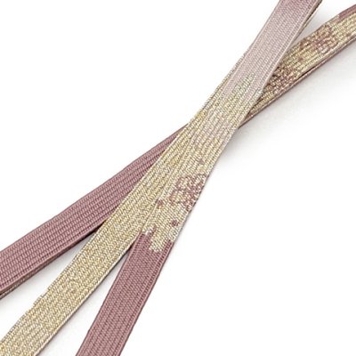 画像2: 帯締め 礼装用 正絹 金箔糸使用 平の組帯〆 おびじめ 単品【グレイッシュピンク、ぼかし織】