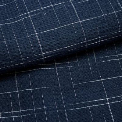 画像4: メンズ 浴衣セット 男性用浴衣 綿麻 しじら織 紳士浴衣 M/L/LLサイズ 角帯 雪駄の３点セット【紺系、格子】