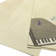 画像3: 正絹 半幅帯 手織り細帯 小袋帯 夏帯 半巾帯 日本製【生成り系、ピアノ】 (3)