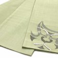 画像3: 正絹 半幅帯 手織り細帯 小袋帯 夏帯 細帯 日本製【淡抹茶、隈取】 (3)