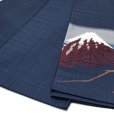 画像3: 正絹 半幅帯 手織り細帯 小袋帯 夏帯 細帯 日本製【藍紺、赤富士】 (3)