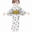 画像2: 子供浴衣セット 男の子 変わり織 キッズ浴衣とへこ帯セット マネキン着用品【生成り系、月のうさぎ】