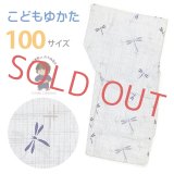 子供浴衣 男の子 変わり織 キッズ浴衣 100サイズ【グレージュ、とんぼ】