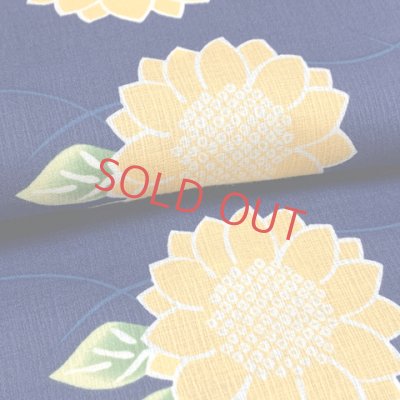 画像4: 女の子浴衣 へこ帯セット 90サイズ こども浴衣 絞り染め兵児帯 セット【群青、ひまわり】