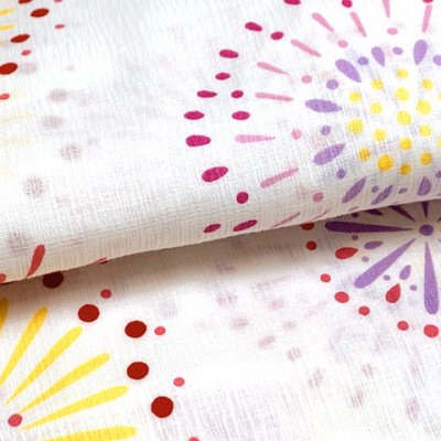 画像4: 女の子浴衣 へこ帯セット 90サイズ こども浴衣 絞り染め兵児帯 セット【白系、花火】