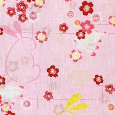 画像3: 女の子浴衣 へこ帯セット 90サイズ こども浴衣 絞り染め兵児帯 セット【ピンク、うさぎ】